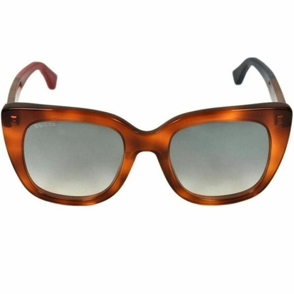 Gucci Havana Frame & Grey Gradient Lens Women's Cat Eye Sunglasses - Picture 2 of 4